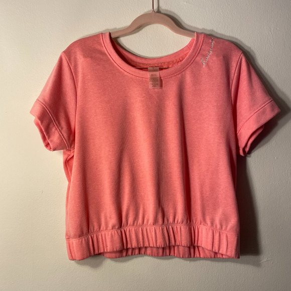 🔥 Harmony Balance | Neon Pink Terry Yoga/Athleisure Crop Top Large - Picture 1 of 4